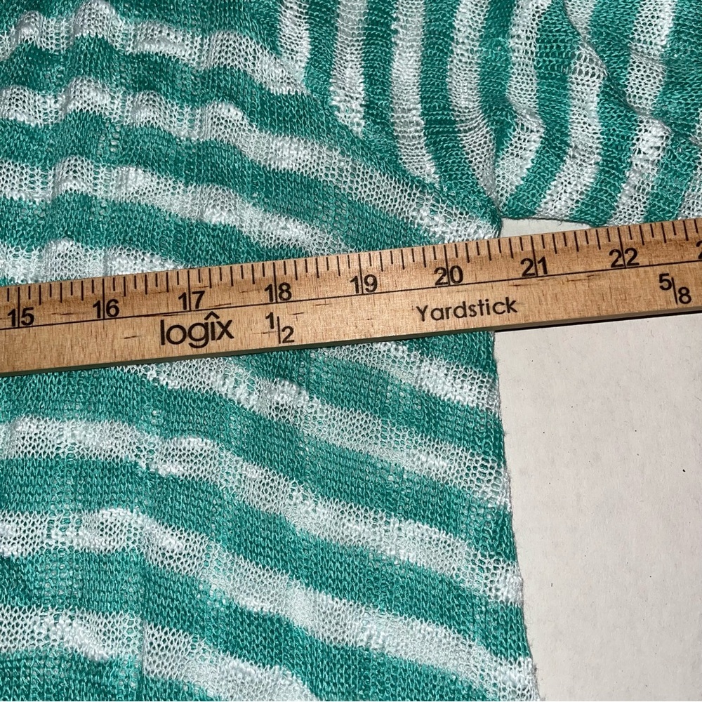 Simply Irresistible Green and White Striped Open Front Cardigan Size 1X - Picture 6 of 10